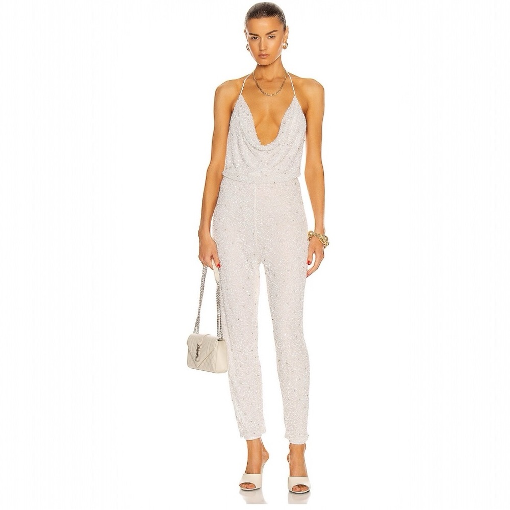 RETROFETE Skylar Jumpsuit In White, NWT, Size L, MSRP $1181 - Picture 2 of 13